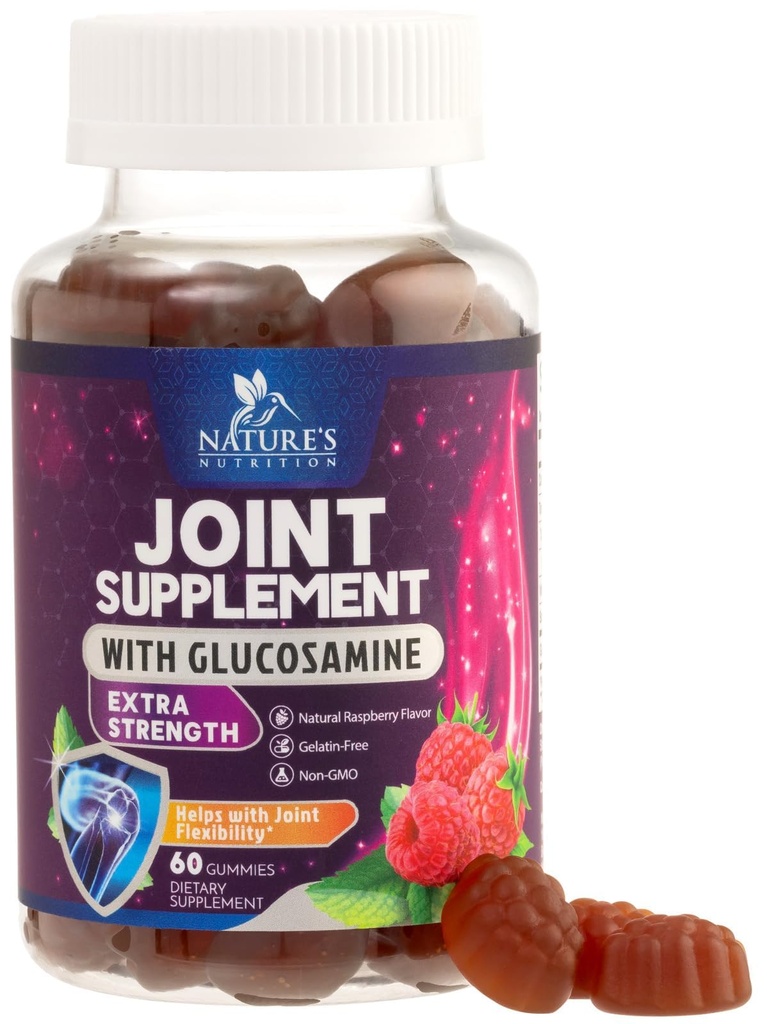 합동 지원 Gummies Glucosamine 플러스 비타민 E - 뒤, 무릎 & 손을 위한 Occasional Discomfort를 위한 성격 합동 지원 보충교재 - 연골 & 합동 건강 & 융통성 지원 - 60 Gummies