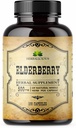 Elderberry 캡슐 - 자연 블랙 엘더 베리 초본 보충 - 성인, 소화 지원, 산화 방지제 및 비타민 C - 섬유 리치, 비 GMO - 100 남성 및 여성을위한 캡슐