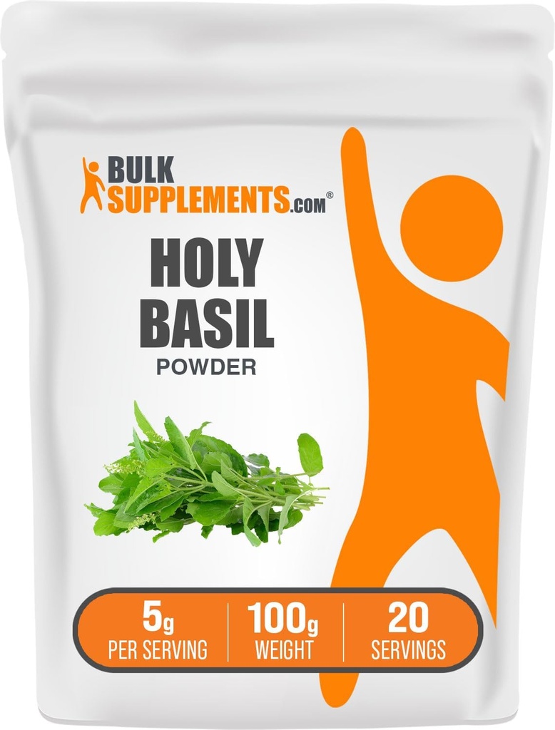 BulkSupplements.com Holy Basil Powder - Holy Basil Supplement, Holy Basil Leaf Powder - Tulsi Holy Basil, Herbal & Gluten 무료, 서빙 당 5g, 100g (3.5 oz) (팩 1)