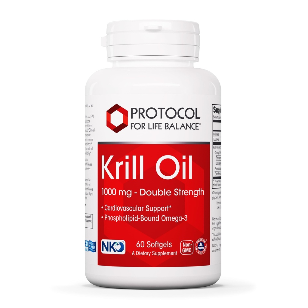 LIFE BALANCE Krill 오일 1,000mg의 PROTOCOL - 추가 강도 Krill 오일 보충 - DHA & EPA - Astaxanthin - 지원 심장, 두뇌, 관절 - Non-GMO & Halal - 60 Softgels