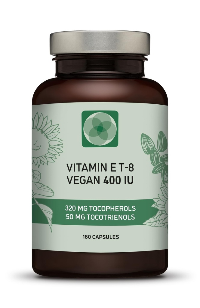 비타민 E - 모든 8 Tocopherols + Tocotrienols 400 IU Vegan - 알파 Tocopherol/Tocotrienol + beta Tocopherol/Tocotrienol + 감마 Tocopherol/Tocotrienol + 델타 Tocopherol/Tocotrienol (180)