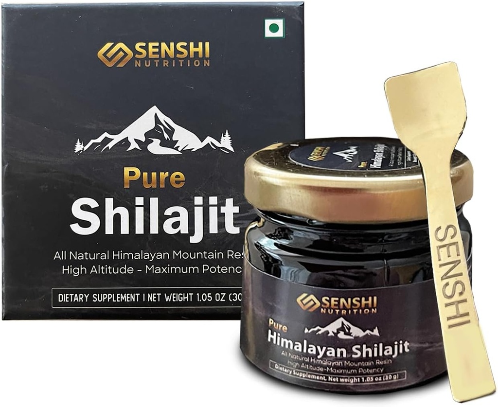 Shilajit - 높은 고도에서 모든 자연적인 최대 힘 Himalayan 산 수지 - Fulvic 산을 가진 100% 순수한 Shilajit & 85+ Trace 무기물 Complex - 자유로운 Spoon를 가진 1개 oz/30 g