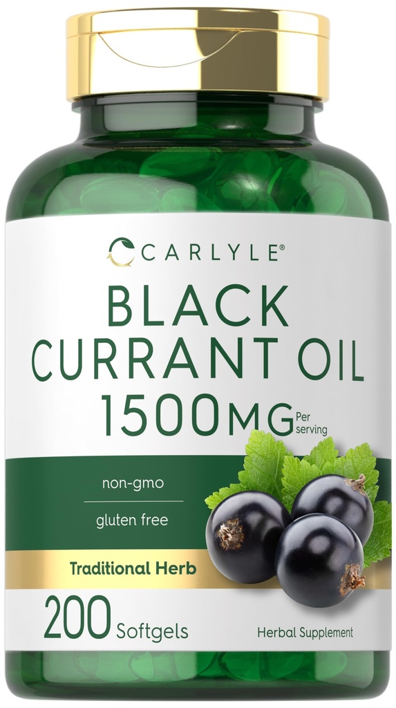 Carlyle Black Currant Oil Softgels | 1500mg | 200 개 | 비 GMO 및 글루텐 프리 포뮬러 | 블랙 커런트 씨 오일