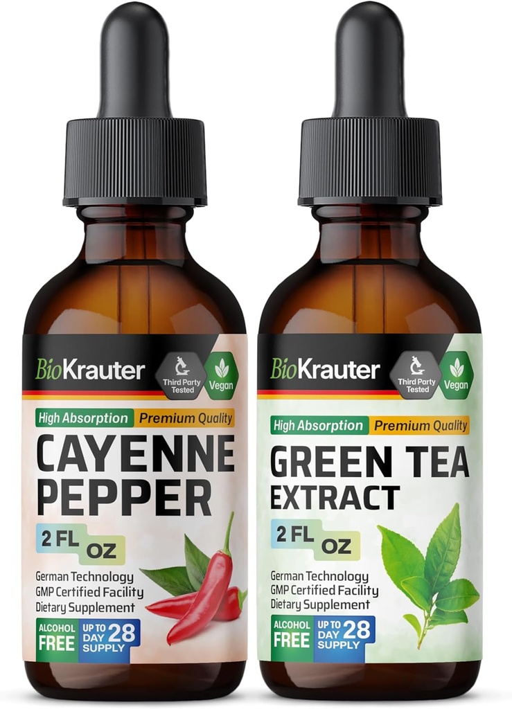 BIO KRAUTER Cayenne Tincture 2 Fl. Oz. & 녹차 Tincture 2 Fl. Oz.