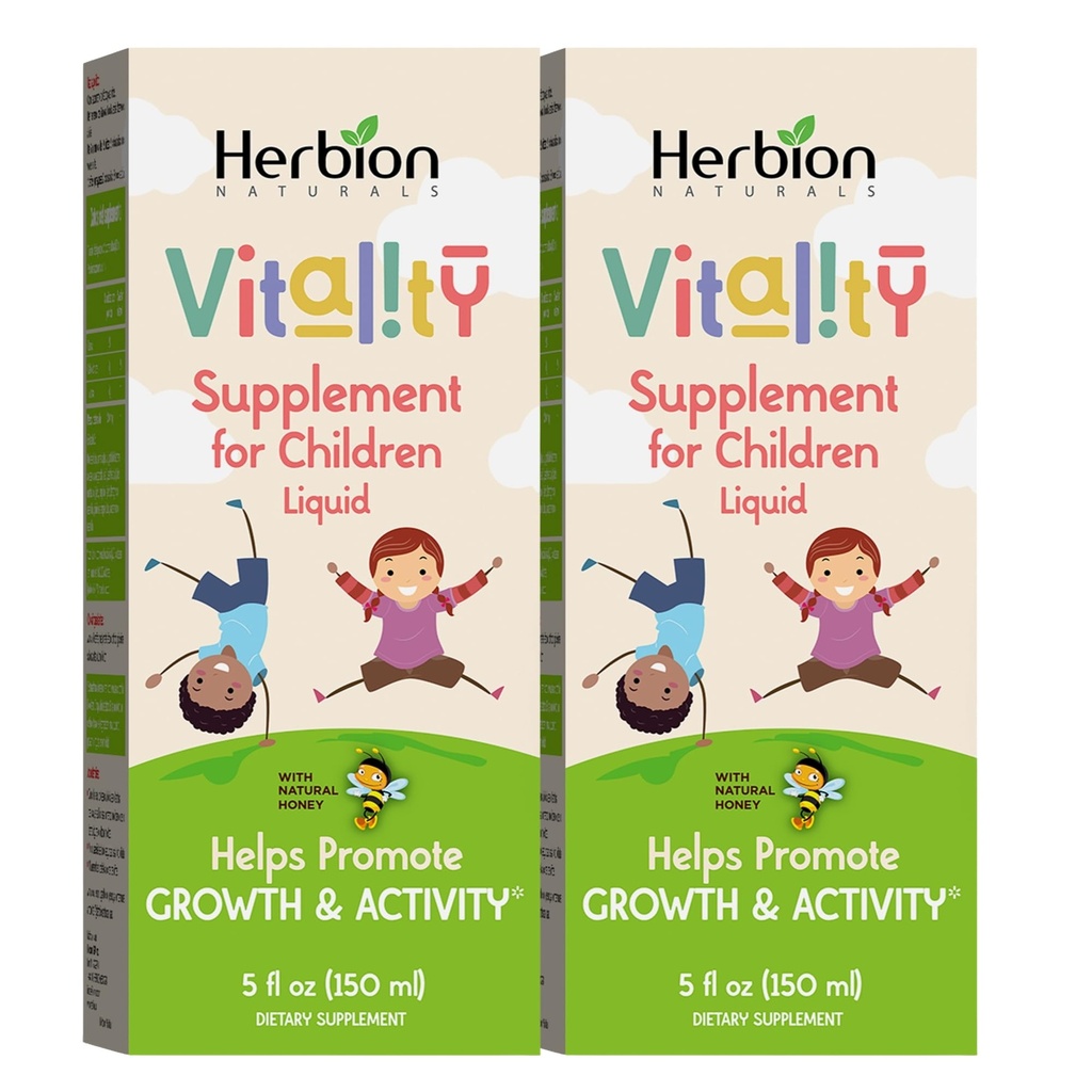 HERBION Naturals Vitality Supplement for Children, 성장과 식욕을 촉진, 피로를 완화, Mental & Physical Performance 개선, 어린이를위한 1 년 이상, 5 Fl Oz (패치 2)