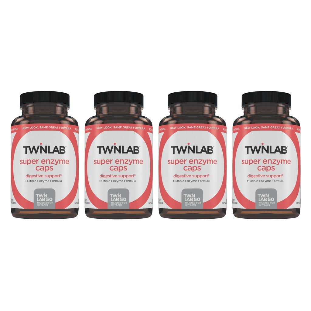 Twinlab Super Enzyme Caps - 소화 효소와 보충 보충 - 50 캡슐 (포장 4)