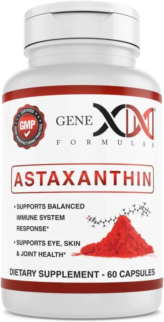 GENEX 12mg Astaxanthin Softgels (60 캡슐) 눈, 피부 및 합동 건강을 위한 자연적인 산화제 & 면역 지원 - 글루텐 자유로운, 비 GMO (60 일 공급)