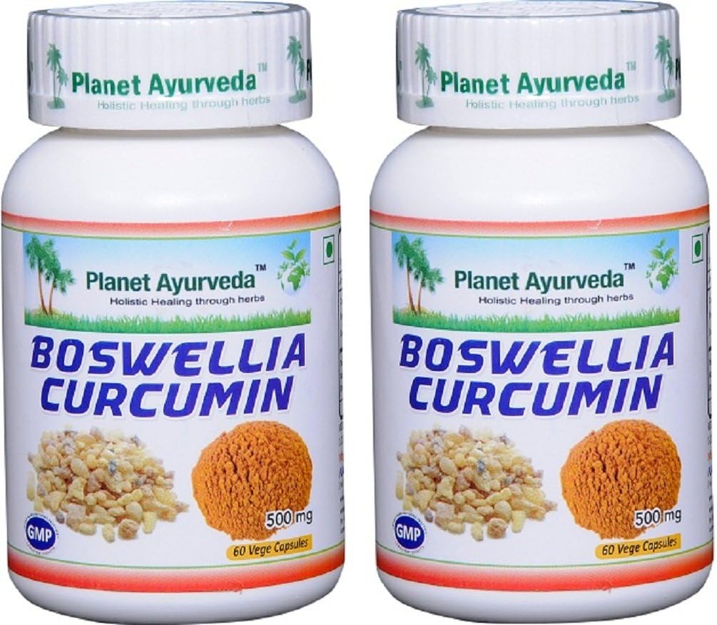 행성 Ayurveda Boswellia Curcumin, 500mg Veg 캡슐 - 2 병