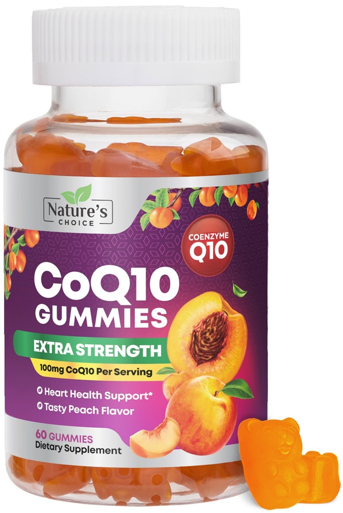성인 100mg을 위한 CoQ10 Gummies - 3X 힘, 높은 흡수, 심장 건강 지원 & 에너지 생산을 위한 산화 방지제 보충교재, 매우 Coenzyme Q10 비타민, Coq 10 보충교재 - 60 CoQ10 Gummies