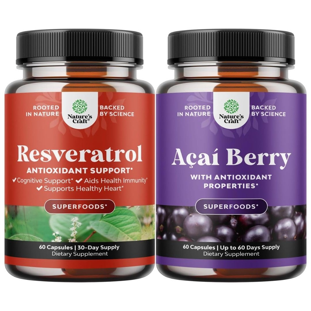 Metabolism Boost & Cellular Efficiency and Acai Berry Antioxidant Support for Women & Men for Immune System and Cognitive Health