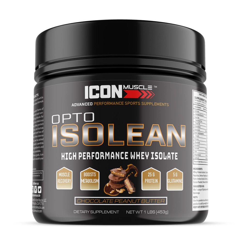 Isolean Whey Protein Isolate Powder, 바닐라, 초콜릿, 딸기, 쿠키 및 크림, 소금 카라멜, 초콜릿 민트, 초콜릿 땅콩 버터, 1 파운드 (코콜라 땅콩 버터)