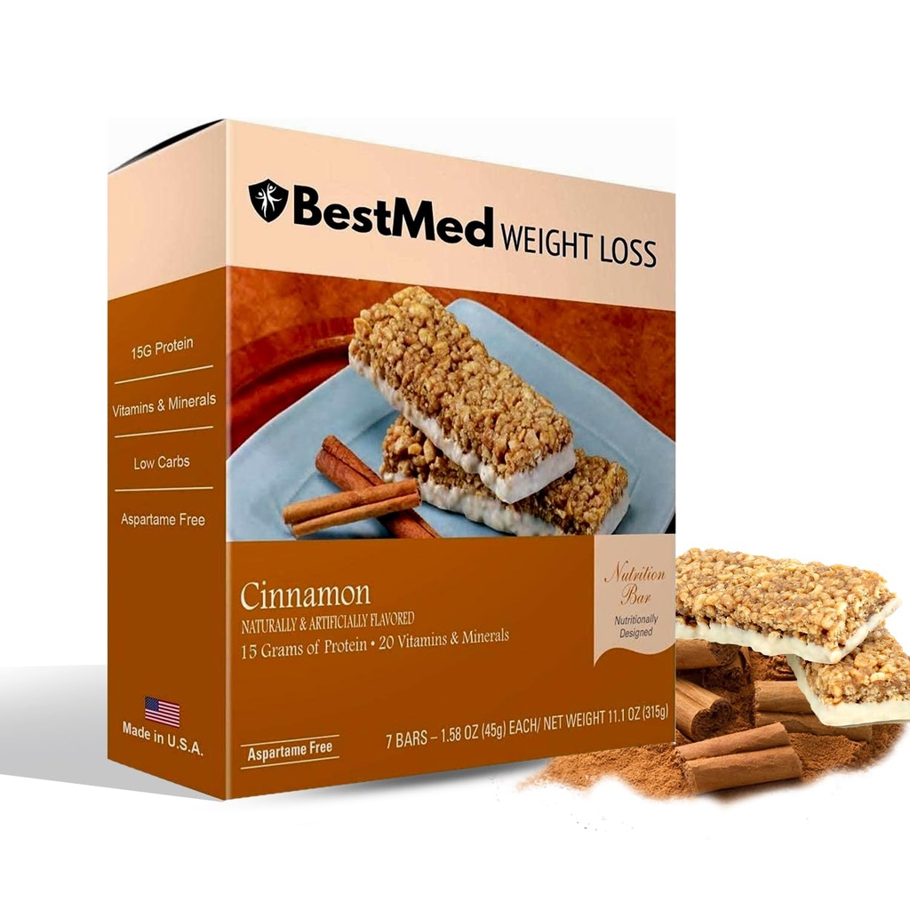 BestMed - 고단백 영양 막대기 - 저탄소, 15g 단백질, 낮은 설탕, 낮은 칼로리, 식사 보충 막대기 (천연, 1개의 상자 - 7 조사)