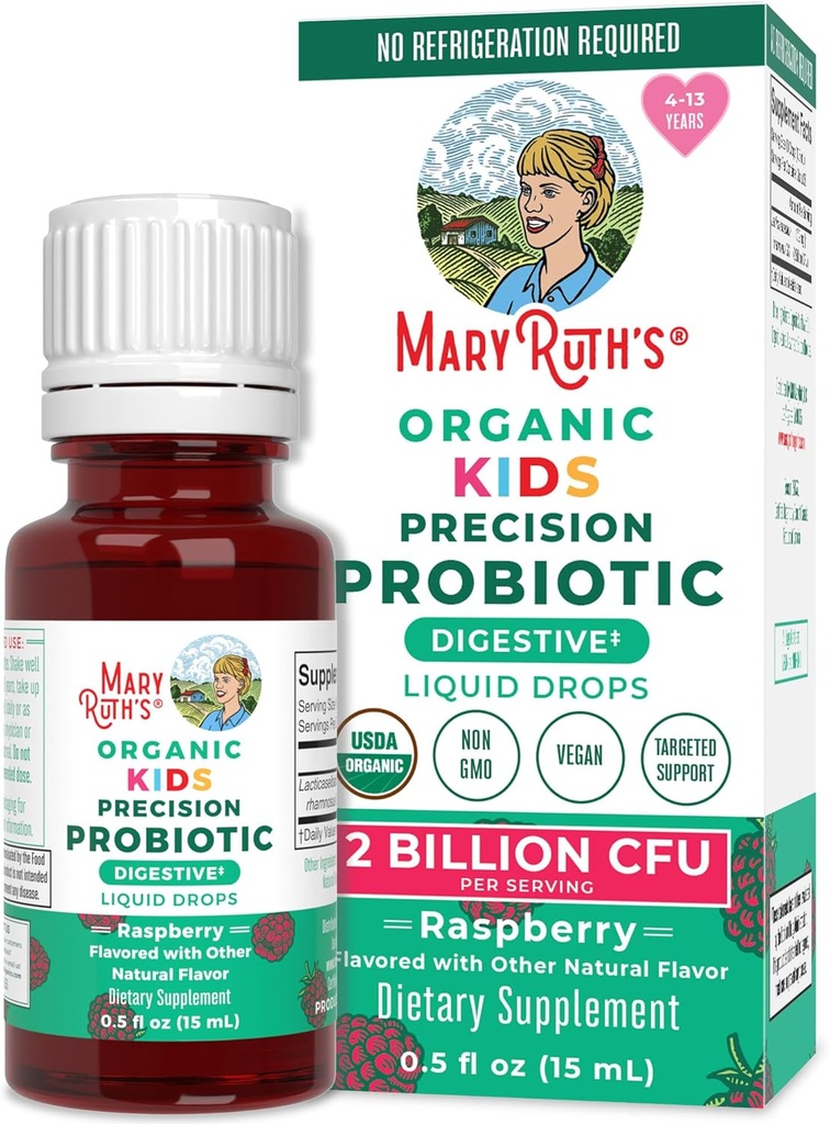 MaryRuth Organic USDA Organic Liquid Kids Probiotic Drops | 소화 건강 | 구트 건강 | 아이 면역 지원 보충교재 | 전반적인 건강 및 웰빙 | 비 GMO | Vegan | 30 인