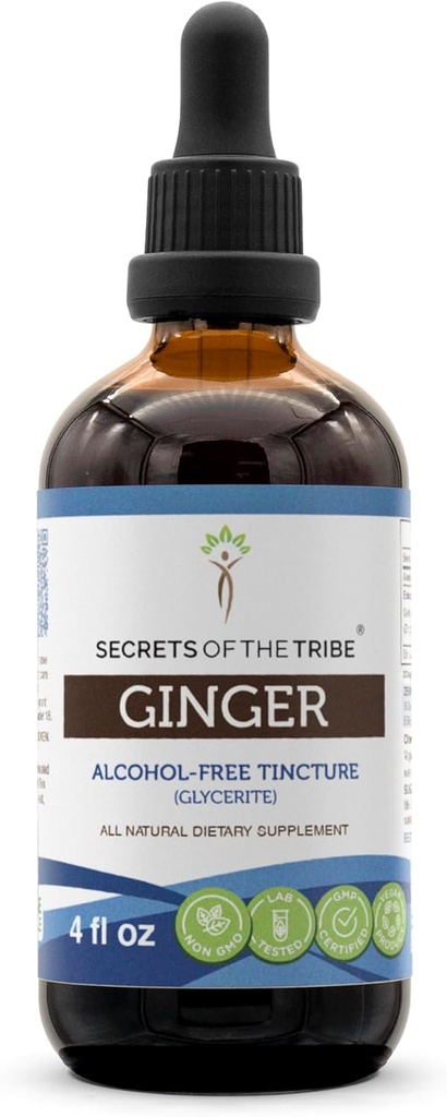 Tribe Ginger Tincture 알코올 무료 추출물의 비밀, Ginger (Zingiber officinale) 건조 뿌리 4 OZ