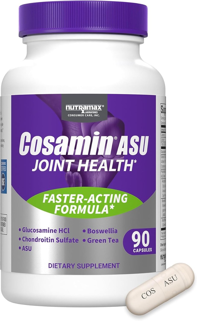Cosamin Nutramax Laboratories ASU 합동 건강 Glucosamine, Chondroitin & 남자 & 여자의 합동 건강을 위한 ASU, 90의 캡슐을 가진 보충교재