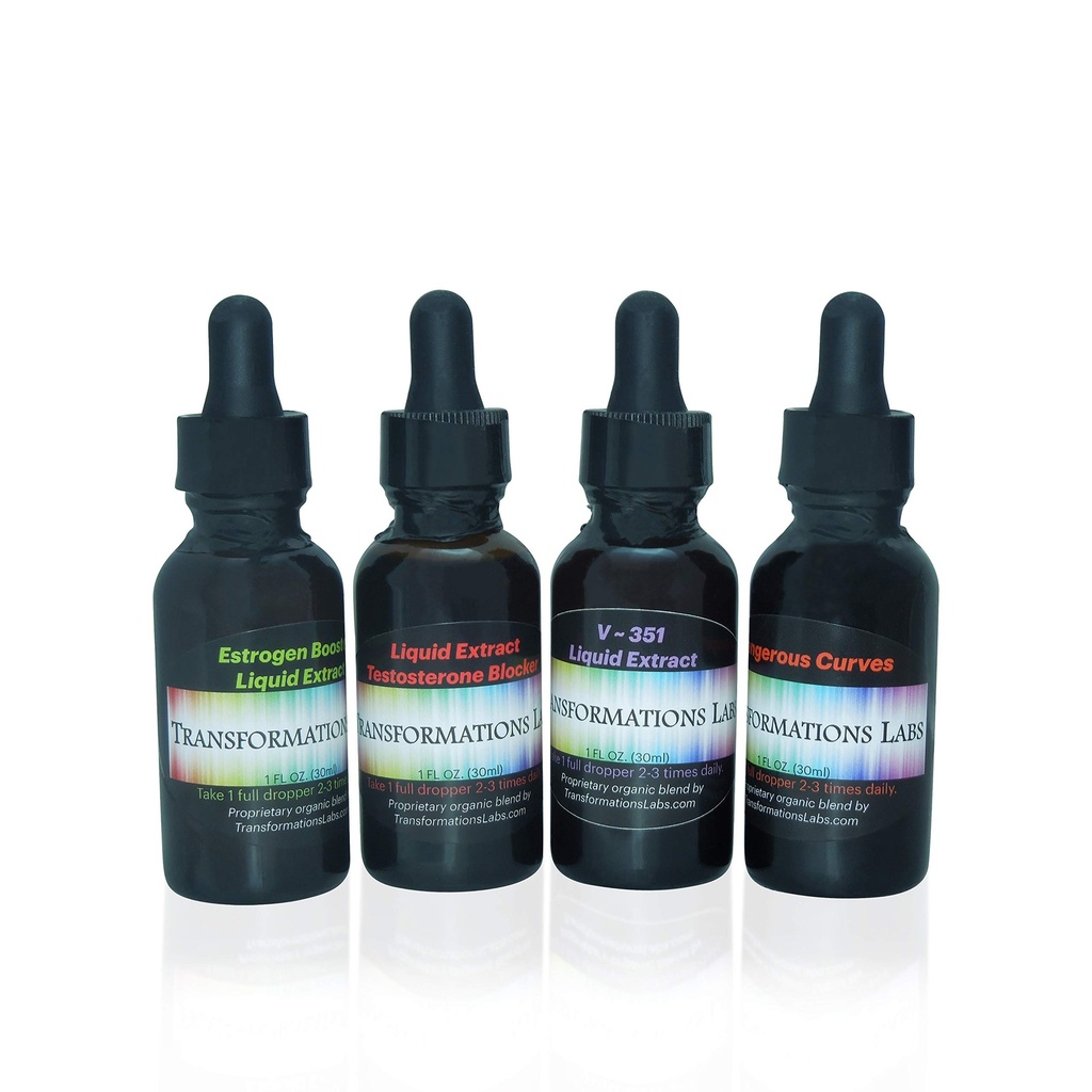 MTF E-Booster, T-Blocker, V~351 고급 Feminizer 및 위험 곡선 Synergist, MTF 액체 추출물 4 팩 Transitioning Transgender 키트!!