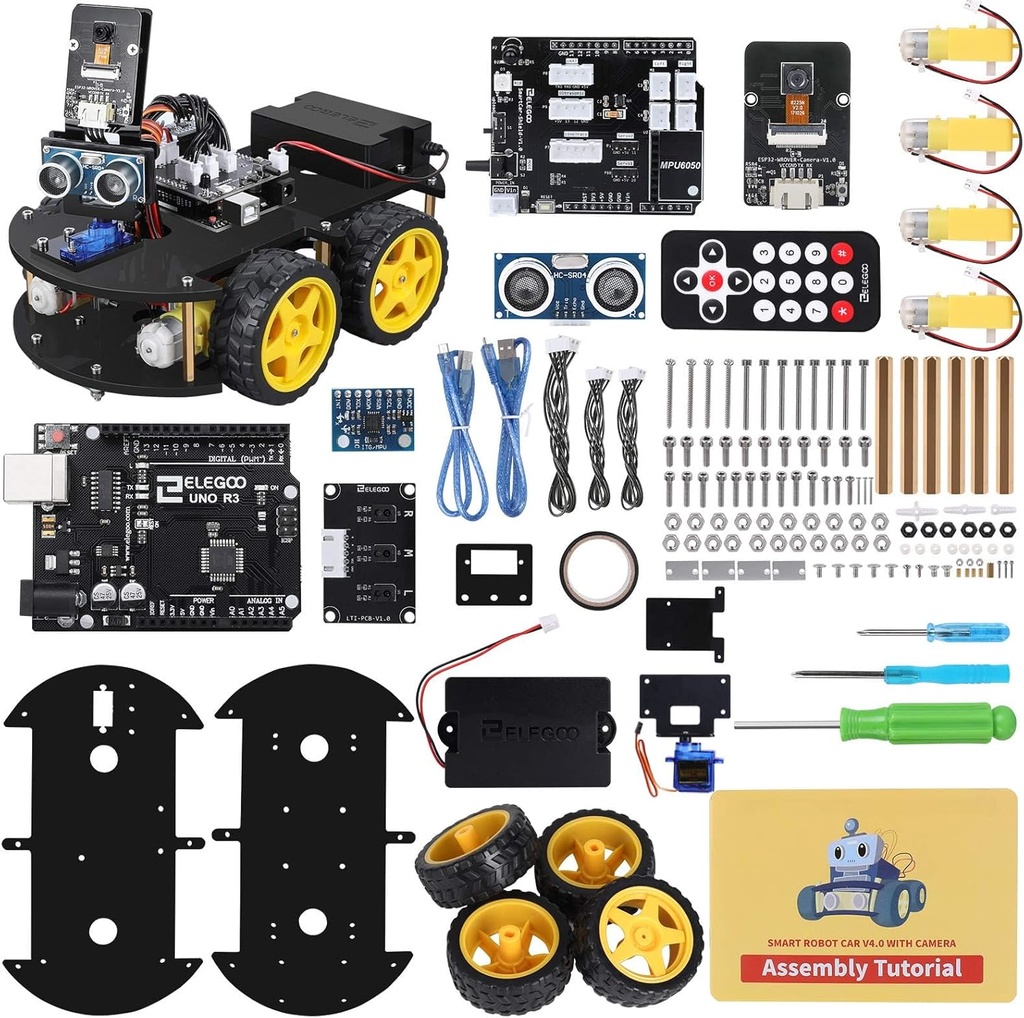 ELEGOO UNO R3 Smart Robot Car Kit V4 for Arduino Robotics for Kids Ages 8-12 12-16 STEM Science Kits Coding Gifts for 8 9 10 11 12 13 14 15 16 세 소년 소녀 청소년 쿨 엔지니어링 빌딩 장난감