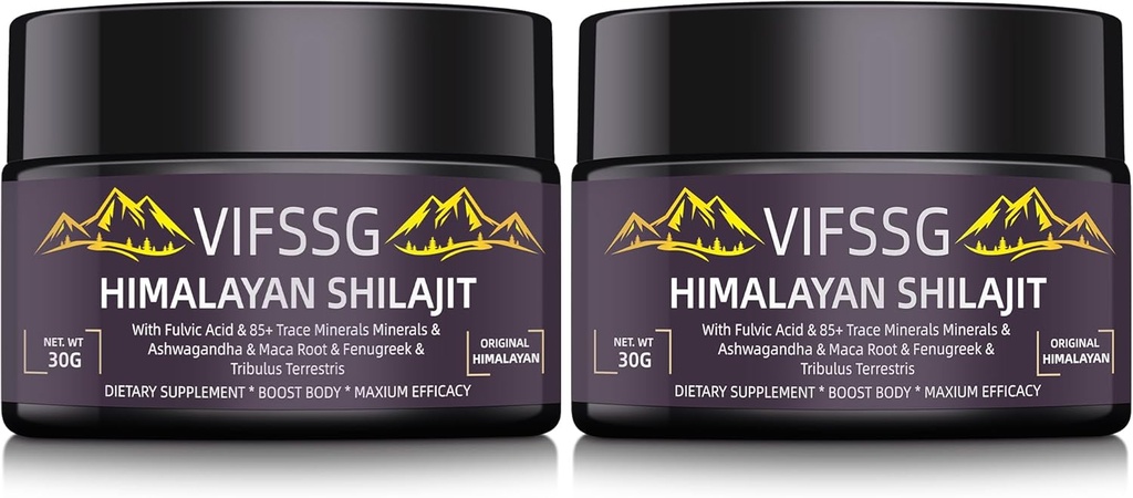 700 Mg Shilajit 보충교재, 자연적인 유기 Shilajit 수지 보충교재, Shilajit Himalayan 유기, 에너지 지원을 위한 4 in-1 복잡한을 가진 금 급료 성격 Shilajit, 60 그램, 2Pack