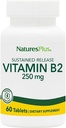 NaturesPlus 비타민 B2 (Riboflavin) - 250 mg, 60 채식 정제, 지속 방출 - 천연 에너지 및 대사 부스터, 전반적인 건강을 촉진 - 글루텐 - 무료 60 서빙