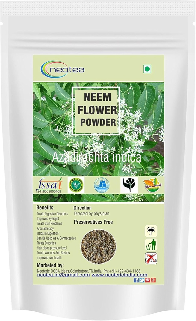 신차 Azadirachta Indica Neem 꽃 분말 Veppam Poo 200 GM | Neem Flower(Veppam) 분말 | Pure & Herbal (Neem) Pushpam Poo | 프리미엄 및 유기농 인디언 리락 플라워