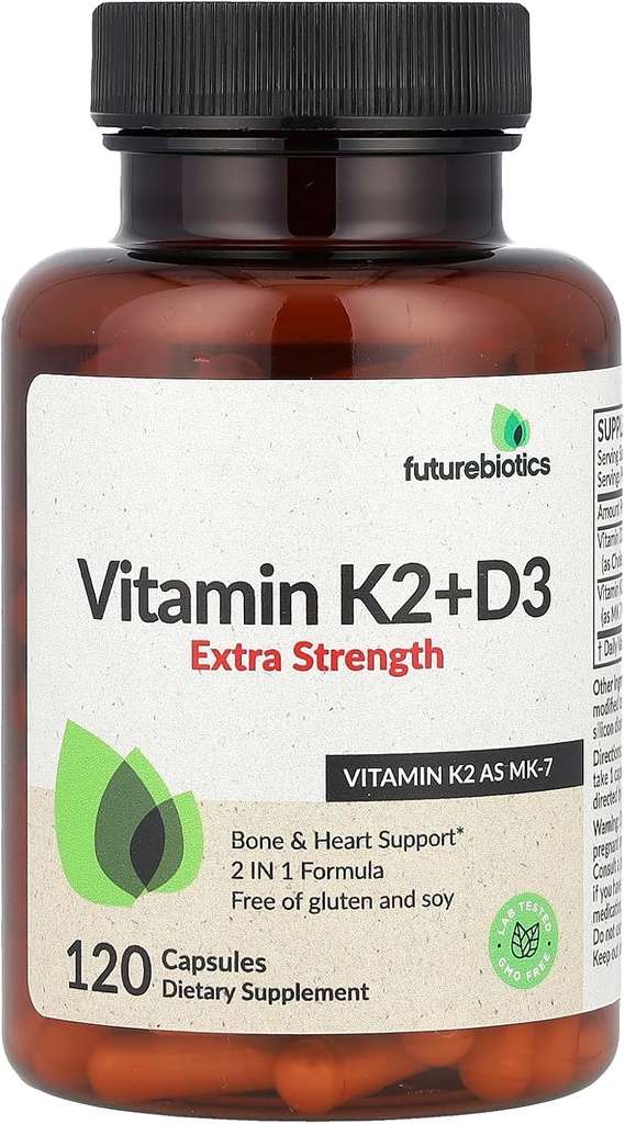 Futurebiotics 비타민 K2 + D3, 추가 강도, 120 캡슐