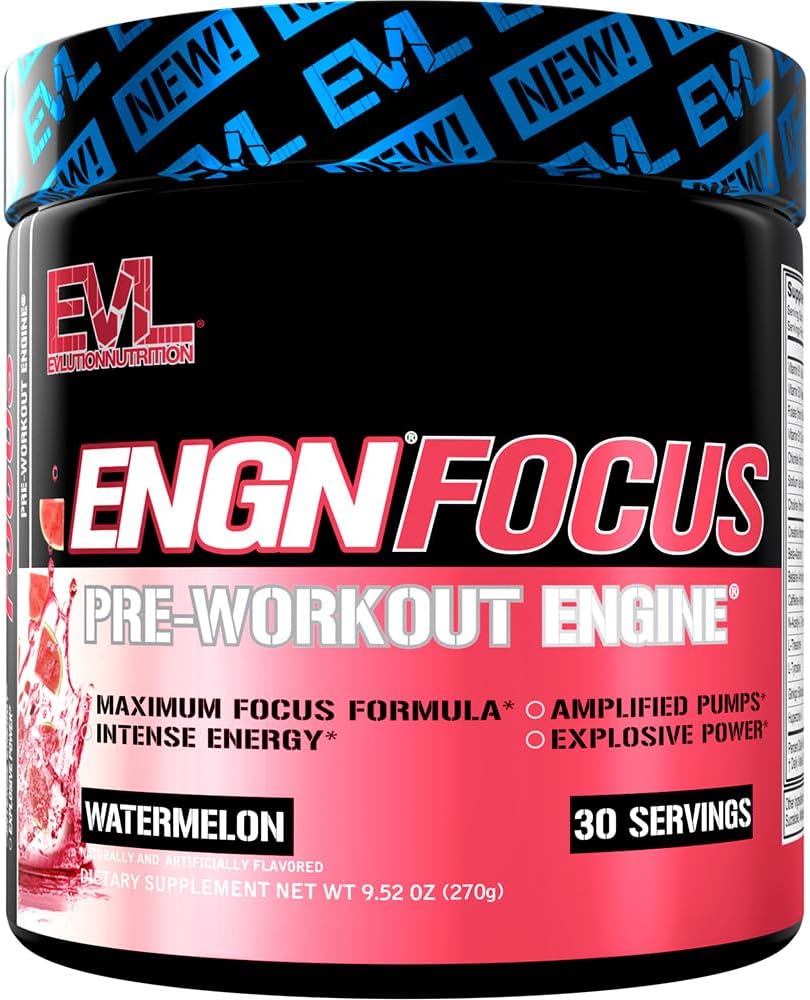 Evlution Nutrition ENGN Focus - Creatine와 Intense Pre-Workout - 최대 초점 공식 - Beta-Alanine & Caffeine - 30 서빙 - 수박