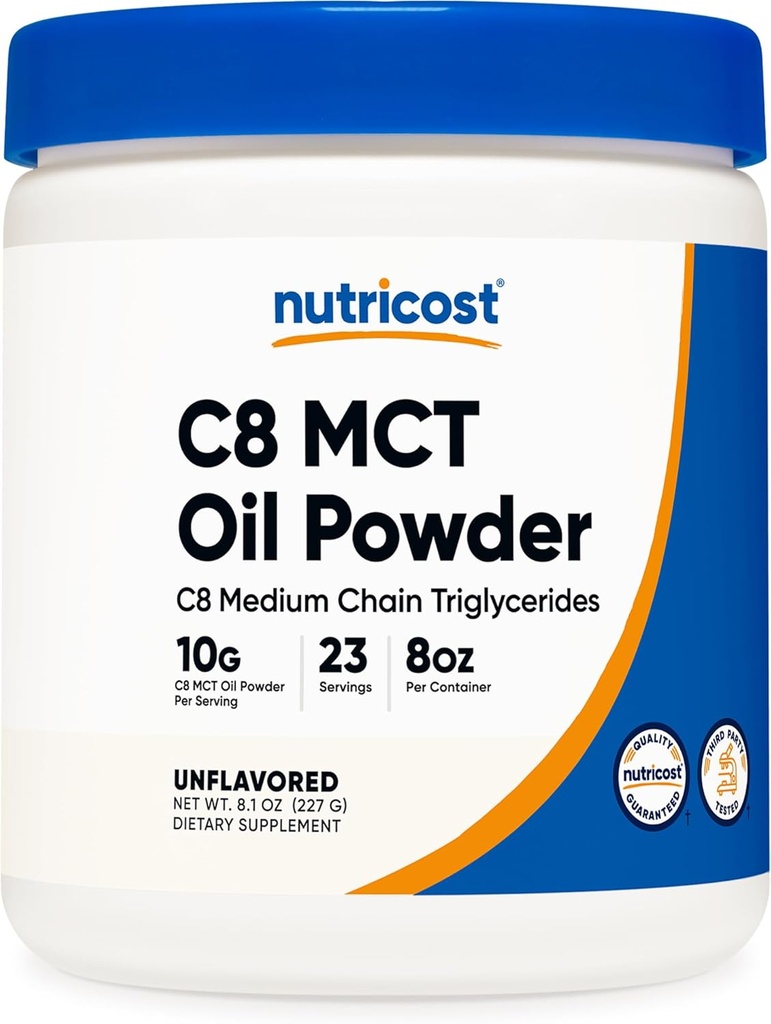 Nutricost C8 MCT 기름 분말 23 서빙 (8oz) - 95% C8 MCT 기름 분말