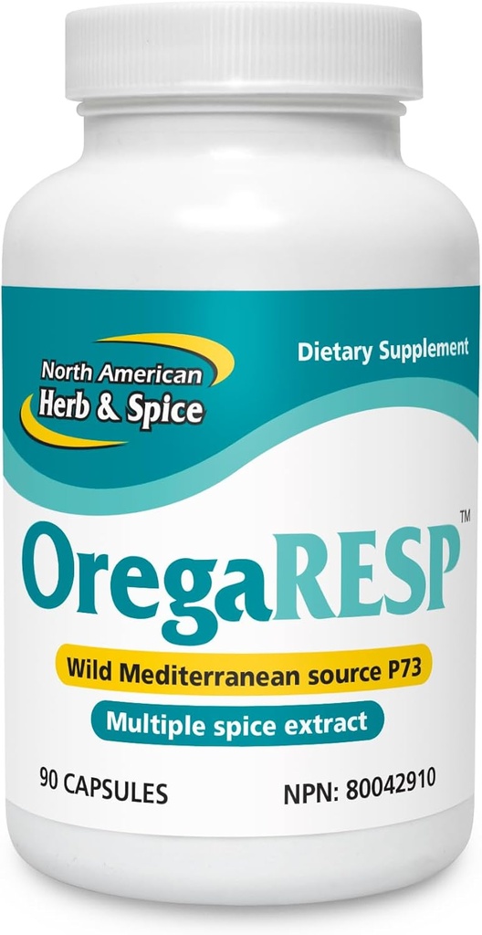 NORTH AMERICAN HERB & SPICE OregaResp - 90 Veggie 캡슐 - 면역 및 호흡 건강 - Cumin, Sage, Oregano 오일 - 어린이 및 애완 동물, Non-GMO - 90 서빙