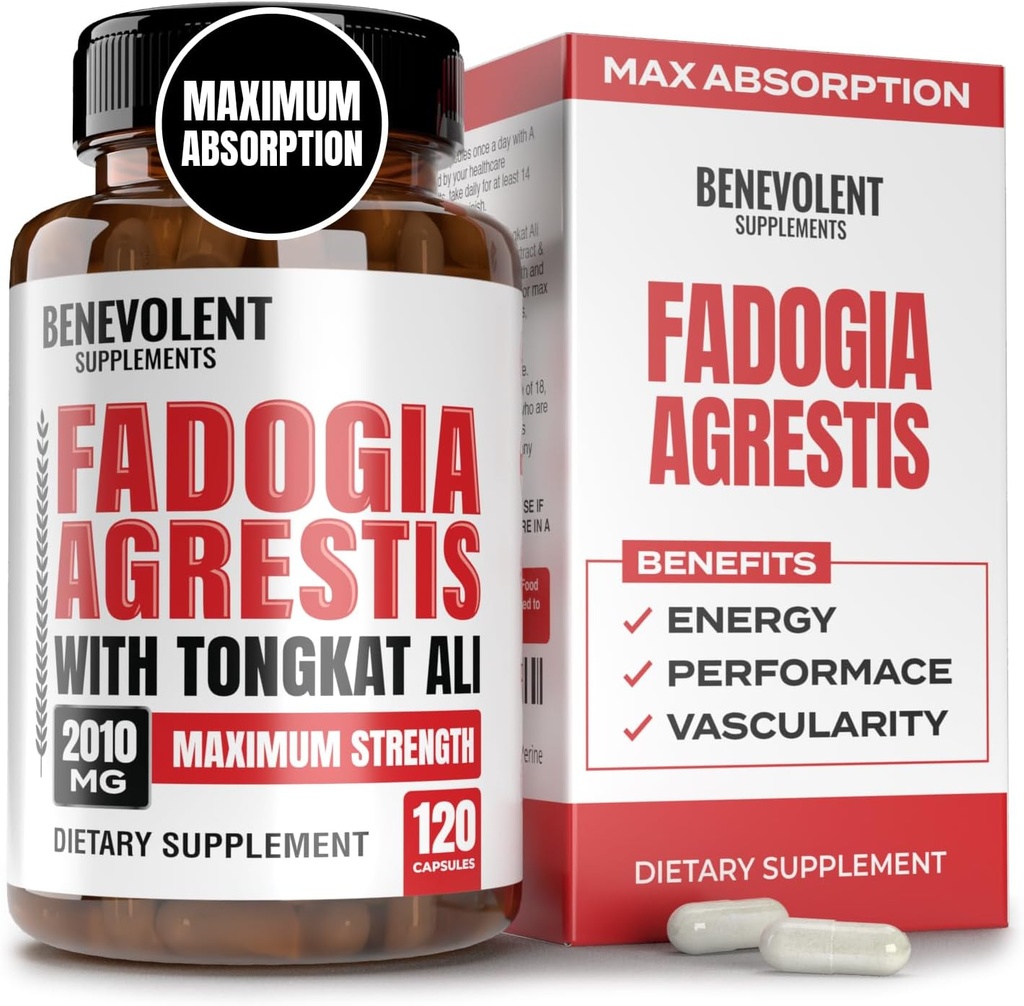 Fadogia Agrestis 1500mg [고순도] + BioPerine® for High Absorption Supplement with Tongkat Ali - 증가 체력, Lean 근육 성장 및 회복, Boosts Drive 3rd Party Tested 120 캡슐