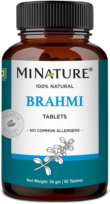 Brahmi Tablets - 90 Tablets, 1000 mg |45 Days Supply | by mi Nature | 100 % 천연 브레미 태블릿 | Vegan | Bacopa Monnieri | 인도