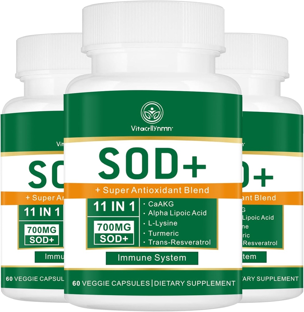 700MG Sod Superoxide Dismutase 보충 - 셀룰러 건강을위한 높은 효능 산화 보충 - 180 캡슐