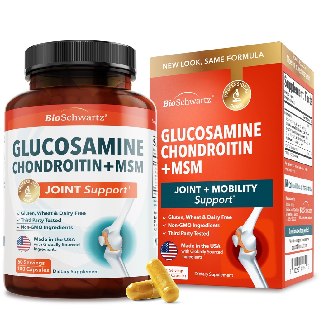 글루코사민 Chondroitin MSM 합동 지원 보충교재 - 교원질 펩티드, 심황 및 생강, Hyaluronic 산, 합동 안락을 위한 글루코사민 Chondroitin 황산염 - 글루텐 자유로운, 비 GMO, 180의 캡슐