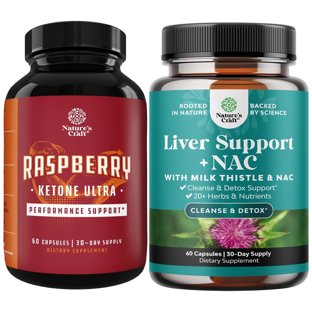 Raspberry Ketones, Green Tea Extract 및 African Mango Potent Ingredients의 혼합을 묶어 체중 감량, Suppress Appetite & Burn Fat and Liver Support Supplement with NAC - Herbal Liver