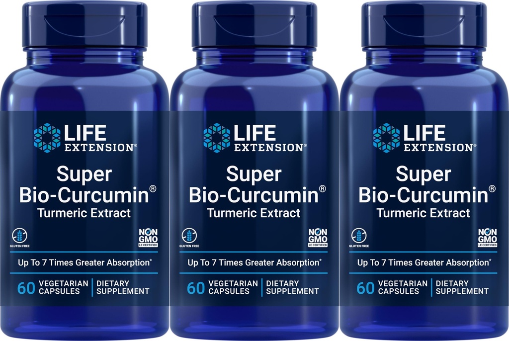 수명 연장 슈퍼 바이오-Curcumin 심황 추출물 400 mg, 60 채식 캡슐 (포장 3)