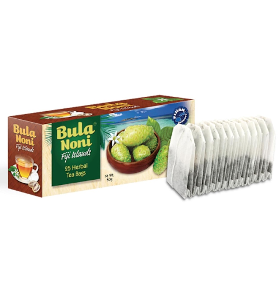 Bula Noni - Noni Herbal Tea - 25 Tea Bags (50g) Noni Fruit Leaves로 만든 순수한 Ceylon 녹차 ...에서 FIJI