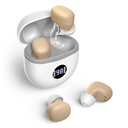 보청기, 충전식 보청기, 노이즈 캔슬링, 소형 귀에서 충전식 보청기 업데이트 최대 이득 40dB Oval 충전 케이스 LED 전원 디스플레이, 베이지