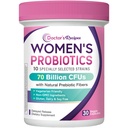 여성, 유기 Prebiotics 및 Probiotics, 70 Billion CFU, 10 Strains, 선반 안정, 30 캡슐에 대한 의사의 조리법 Probiotics