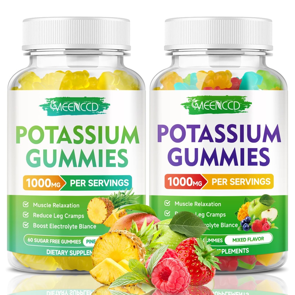 칼륨 구연산염 Gummies 1000mg의 성인 여자 & 남자, 칼륨 Gummies 지원 다리 크림 & 근육 건강, 파인애플 & 혼합 과일 풍미를 위한 높은 Potency 칼륨 보충교재 Gummies