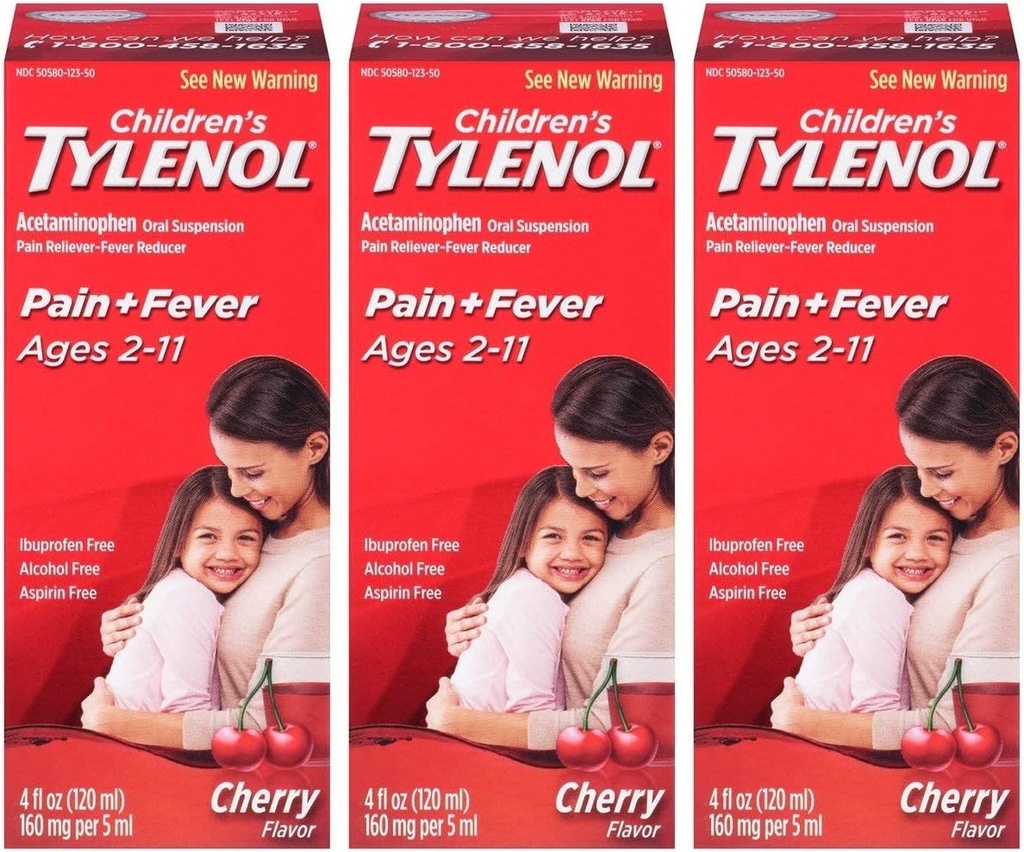 Tylenol Chld Cherry Liq 크기 4 Fl oz Tylenol 어린이 Cherry Blast 구두 현탁액 팩 3