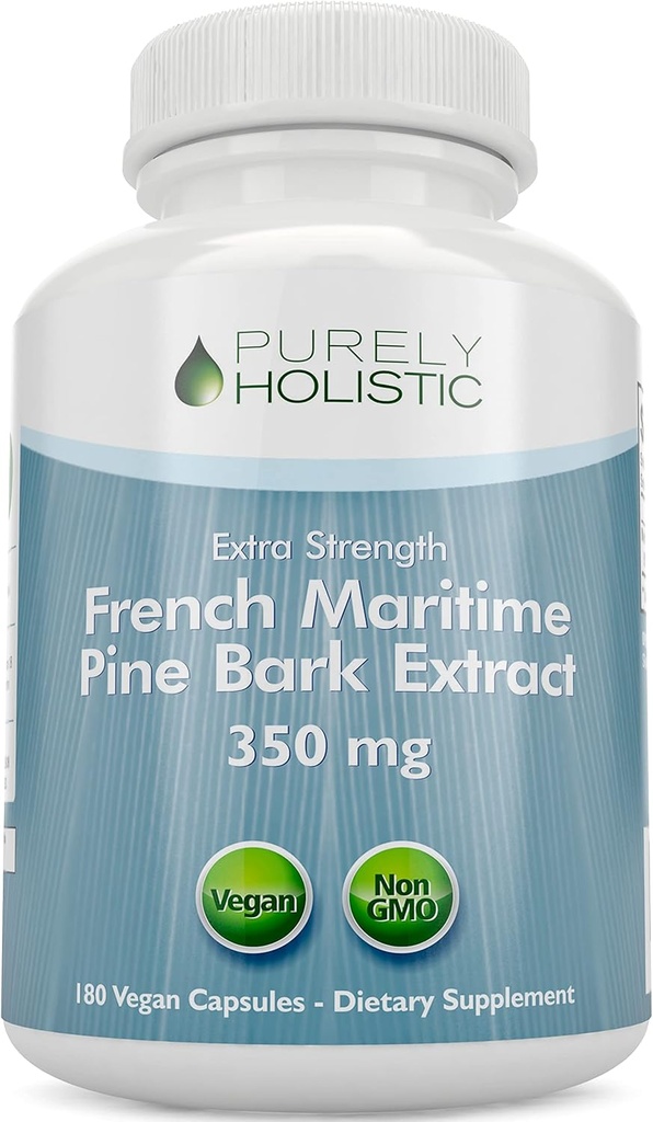 순수 홀리스틱 소나무 껍질 추출물 350mg 180 Vegan 캡슐 95 % Proanthocyanidins - 프랑스 해상 소나무 껍질 추출물 - 비 GMO 및 농약 무료 산화 방지제 보충교재