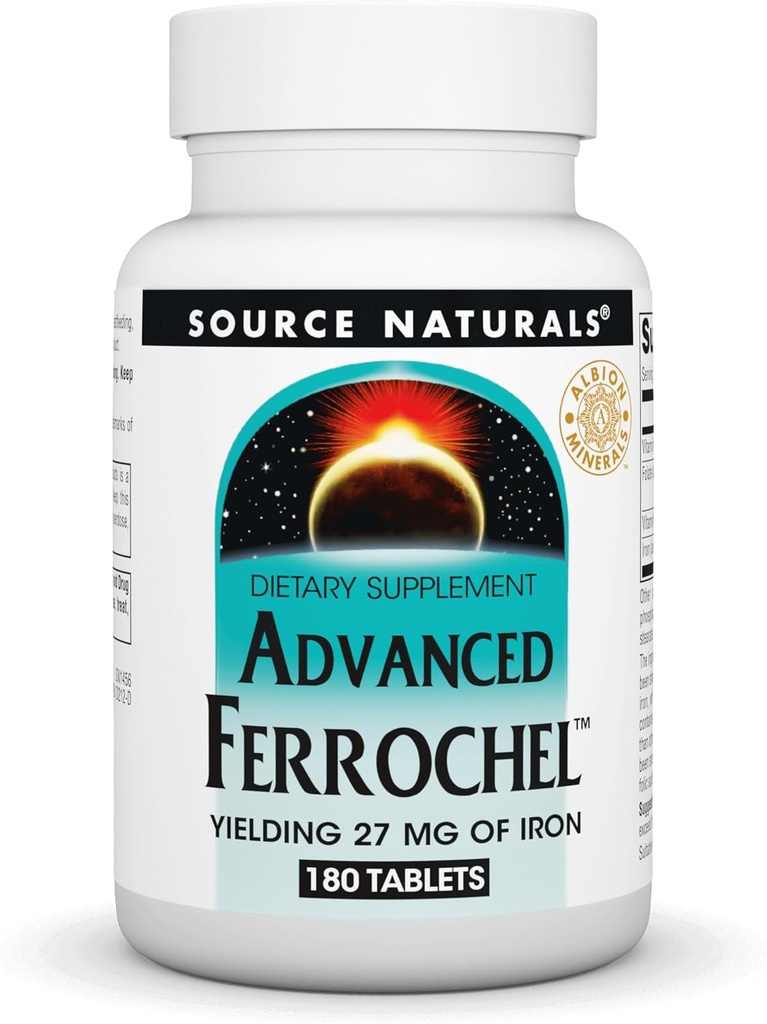 Source Naturals Advanced Ferrochel, Dietary Supplement 항복 27 철 mg - 180 정제