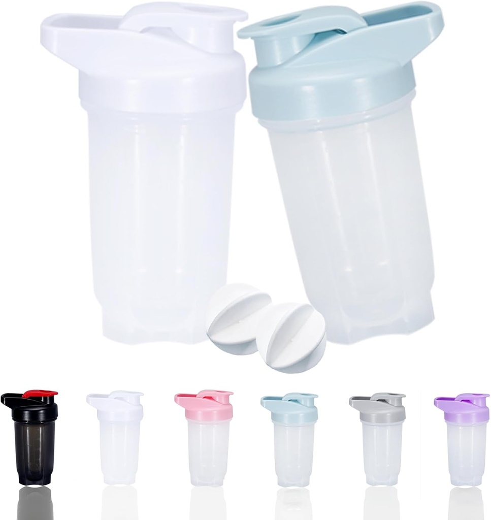 셰이커 병 단백질 쉐이크 컵과 10-Ounce/300ML 셰이커 병, 단백질 셰이커 병 세트, 비 BPA 플라스틱 (White+Blue (2PCS)