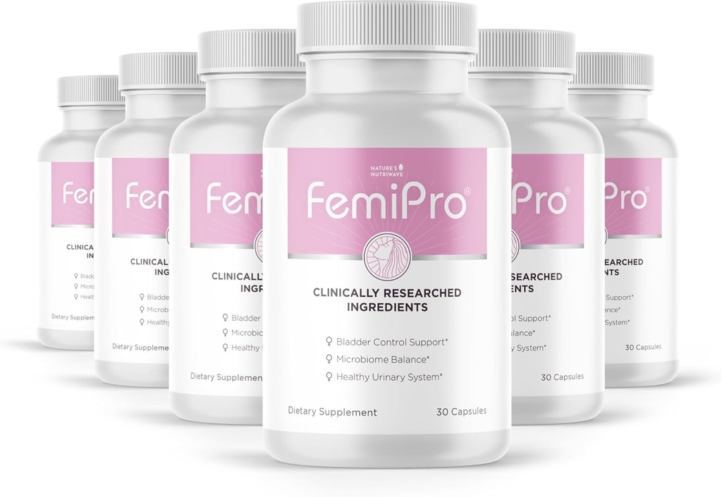 Femipro Bladder Control Women & Men, Natural Herb & Probiotic Blend, Urinary Tract Health & Microbiome Balance 지원 | 미국 비 GMO, 30 캡슐, 6 개월 공급