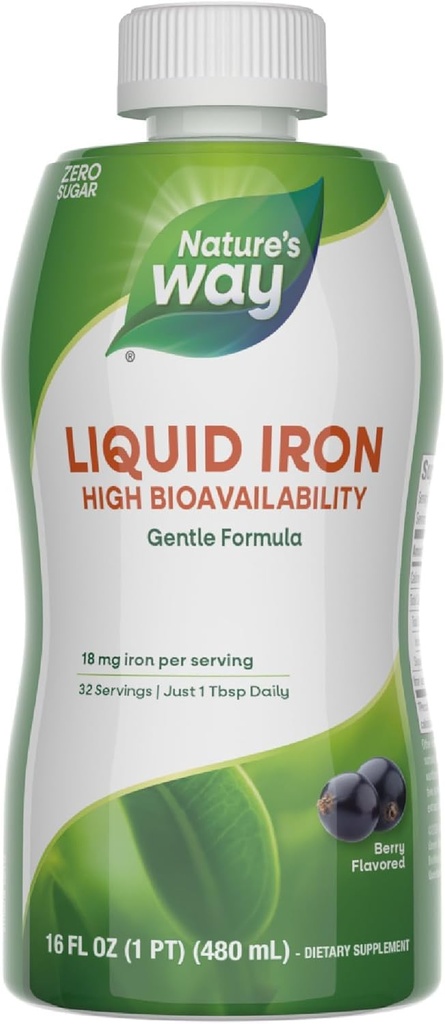 자연의 방법 액체 철, 100 % 일일 값, 서빙 당 Ferric Glycinate로 18 mg 철, 설탕 추가, 베리 맛, 16 Fl Oz (포장 월병)
