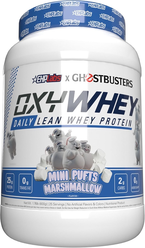 EHP Labs OxyWhey Whey Protein Isolate - 25g 고단백, 저탄소, 설탕 무료 식사 교체 - 근육 회복을위한 Lean Whey 분말 - Non-GMO, 글루텐 무료 - 25 Serves - Marshmallow