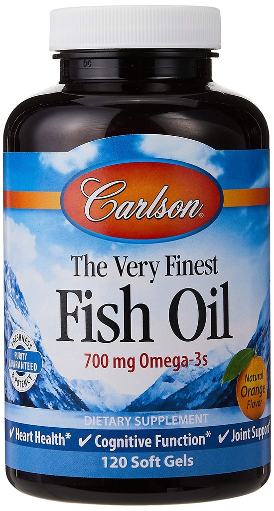 Carlson 아주 파열한 물고기 기름 오렌지 120 + 30 Softgels, 700 mg (5월은 킬로드 일 것입니다)
