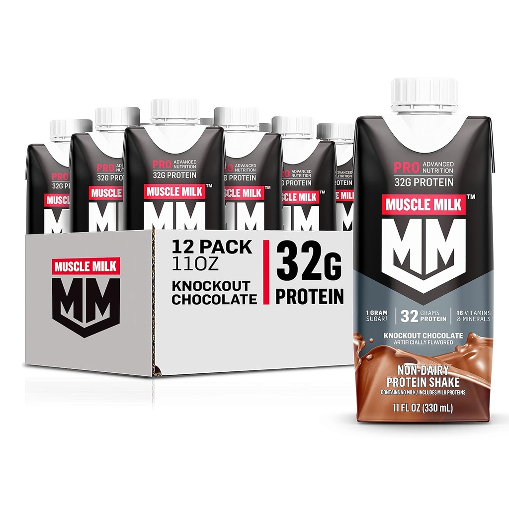 근육 우유 직업적인 진보된 영양 단백질 Shake, Knockout 초콜렛, 11 Fl Oz 판지, 12 팩, 32g 단백질, 1g 설탕, 16 비타민 & 무기물, 5g 섬유, 운동 회복, 포장 May Vary