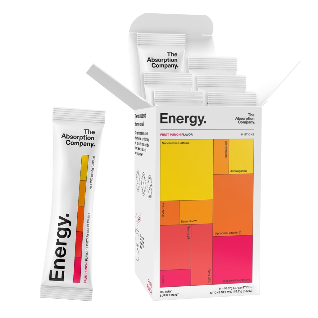 흡수 회사 에너지 음료 분말 혼합 소포 – 150mg 천연 카페인 & 비타민 C를 가진 Alertness를 지원하는 청결한 에너지 부스터 – 과일 펀치 풍미, 14의 지팡이