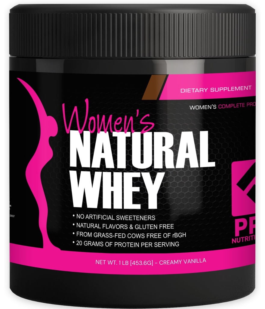 여성 바닐라 분말에 대한 Whey Protein Powder - 낮은 Carb Gluten-Free Grass-Fed rBGH-Free - 체중 감량 지원 - 천연 스테비아 강화 단백질 셰이크, 20g (Creamy Vanilla, 1lb)