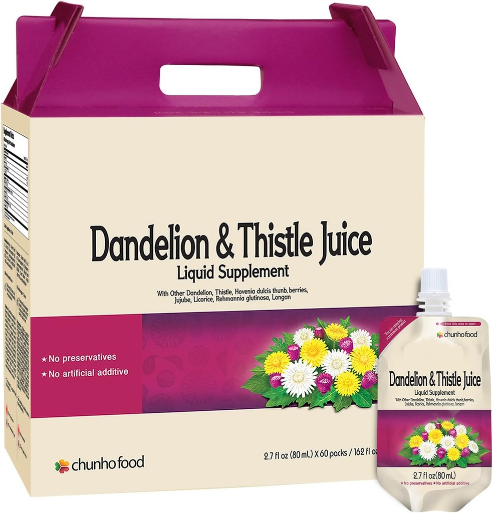 Dandelion & 이틀 주스 액체 보충교재. Liver Health 개선, 면역력을 강화하십시오. 방부제 및 인공 첨가물 없음. ...